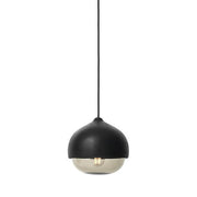 Terho Pendant Lamp, Medium, 9.4" by Maija Puoskari for Mater Lighting Mater Black Stain Lacquered - Smoked Transparent Glass 