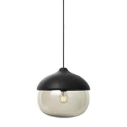 Terho Pendant Lamp, Large, 12" by Maija Puoskari for Mater Lighting Mater Black Stain Lacquered - Smoked Transparent Glass