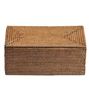 Basket UTBMD Rattan 11.8" Rectangular Box with Lid by Decor Walther Decor Walther Dark Rattan