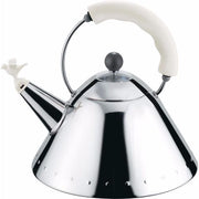 Classic Water Tea Kettle with Bird 9093 by Michael Graves for Alessi Water Kettle Alessi White
