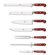 Small Set of 7 Serving Knives with Lucite Handles by Berti Knive Set Berti Red lucite
