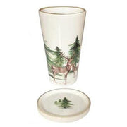 Woodlands Ceramic Glass with Lid/Coaster, 6", Set of 4 by Abbiamo Tutto Dinnerware Abbiamo Tutto 