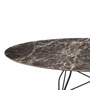 Glossy Marble Oval Dining Table, 28" h. by Antonio Citterio with Oliver Low for Kartell Furniture Kartell Brown Emperador/Black Frame 