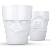 Faces Mugs 11.8 oz. Without Handles, Set of 2 Dinnerware Smile Germany Grumpy & Impish 