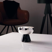 Madame Footed Bowl, Stainless Steel with Black Marble Base, 4.25" by Sambonet Centerpiece Sambonet 