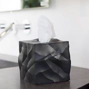 Wipy Crinkle Square Tissue Box Cover by Essey Facial Tissue Holders Essey Black 