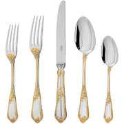 Rocaille Sterling Silver Gold Accented 7.5" 2 Prong Cheese Knife by Ercuis Flatware Ercuis 
