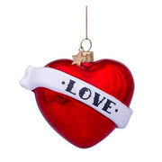 Love Heart Glass Ornament, 3.3" by Vondels Holiday Ornaments Vondels