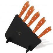 Compendio Kitchen Knives with Polished Blades and Lucite Handles, Set of 5 by Berti Knive Set Berti Orange Lucite