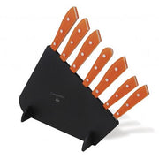 Compendio Kitchen Knives with Polished Blades and Lucite Handles, Set of 7 by Berti Knive Set Berti Orange Lucite 