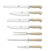Small Set of 7 Serving Knives with Lucite Handles by Berti Knive Set Berti White lucite