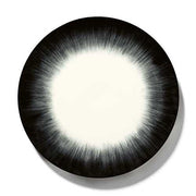 Dé Porcelain Plate, Off-White/Black Var 5, Set of 2 by Ann Demeulemeester for Serax Dinnerware Serax Luncheon Plate 9.4" Set of 2 