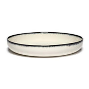 Dé Porcelain High Plate, Off-White/Black Var A, Set of 2 by Ann Demeulemeester for Serax Dinnerware Serax 9.4" Set of 2 