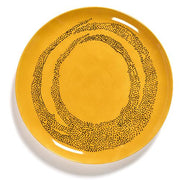Feast 10.2" Sunny Yellow Black Swirl Plate, set of 2 by Yotam Ottolenghi for Serax Plates Serax