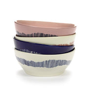 Feast 6.7" White Blue Swirl Bowl, set of 4 by Yotam Ottolenghi for Serax Bowls Serax
