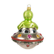 UFO Alien Glass Ornament, 4.3" Holiday Ornaments Amusespot