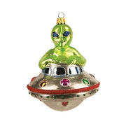 UFO Alien Glass Ornament, 4.3" Holiday Ornaments Amusespot