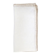 Crochet Edge Linen Napkin, 21", Set of 4 by Kim Seybert Napkins Kim Seybert Silver & White