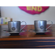 Japanese Stainless Steel Vintage INOX Double Walled Espresso Cups, Set of 2, Gift Boxed Spoons Vintage INOX