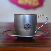 Japanese Stainless Steel Vintage INOX Double Walled Espresso Cups, Set of 2, Gift Boxed Spoons Vintage INOX