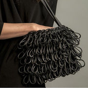 Neo25 Knotted & Twisted Neoprene Rubber Handbag by Neo Design Italy Handbag Neo Design Black