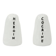 Heroin & Cocaine Salt and Pepper Shakers by David Shrigley Salt & Pepper Third Drawer Down 