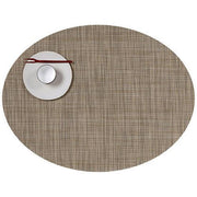 Chilewich: Woven Vinyl Mini Basketweave Placemats, Sets of 4 Placemat Chilewich Oval (14" x 19.25") Linen 