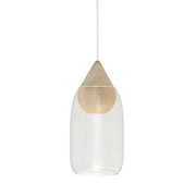 Liuku Pendant Lamp, Drop, Natural, 5.5" by Maija Puoskari for Mater Lighting Mater Pendant & Transparent Glass Shade 