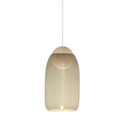 Liuku Pendant Lamp, Ball, Natural, 4.7" by Maija Puoskari for Mater Lighting Mater Pendant & Smoke Glass Shade 