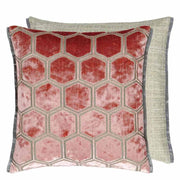 Manipur Square Velvet Throw Pillow by Designers Guild Throw Pillows Designers Guild Coral 17" x 17" 