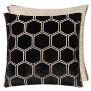 Manipur Square Velvet Throw Pillow by Designers Guild Throw Pillows Designers Guild Noir 17" x 17" 