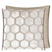 Manipur Square Velvet Throw Pillow by Designers Guild Throw Pillows Designers Guild Oyster 17" x 17" 