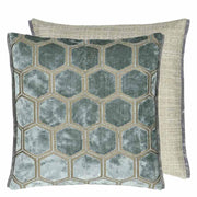 Manipur Square Velvet Throw Pillow by Designers Guild Throw Pillows Designers Guild Silver 17" x 17" 