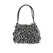 Neo53L Knitted Neoprene Rubber Handbag by Neo Design Italy Handbag Neo Design Grey/Pearl Grey/Black