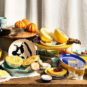 Feast 10.2" Sunny Yellow Black Swirl Plate, set of 2 by Yotam Ottolenghi for Serax Plates Serax