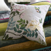 Porcelaine De Chine 22" x 22" Square Linen Throw Pillow by Designers Guild Throw Pillows Designers Guild 