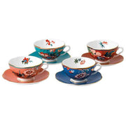 Paeonia Blush Tea Cup & Saucer Set, Set of 4, Blue, Coral, Green & Red by Wedgwood - Shipping Late December 2021 Dinnerware Wedgwood 