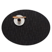 Chilewich: Bamboo Woven Vinyl Placemats, Set of 4 Placemat Chilewich Oval 14" x 19.25" Smoke 