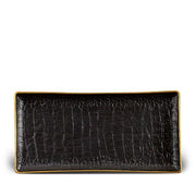Crocodile Rectangular Porcelain Tray, Medium, 12" x 6" by L'Objet Tray L'Objet Gold