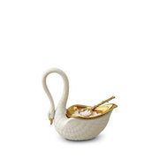 Swan Limoges Salt Cellar + Spoon by L'Objet Dinnerware L'Objet White 