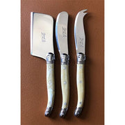 Three Piece Pale Horn Cheese Knive Set by Laguiole France Service Amusespot