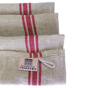 French Monogramme Striped Border Linen Dish Towel by Thieffry Freres & Cie Linen Thieffry Freres & Cie Red 