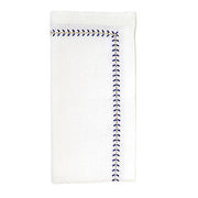 Herringbone Linen Napkins, Set of 4 by Kim Seybert Napkins Kim Seybert Cobalt & Metallic
