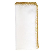 Crochet Edge Linen Napkin, 21", Set of 4 by Kim Seybert Napkins Kim Seybert Gold & White