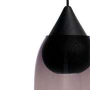 Liuku Pendant Lamp, Drop, Black, 5.5" by Maija Puoskari for Mater Lighting Mater Pendant & Violet Gradient Glass Shade 