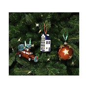 Car with Christmas Tree Glass Ornament, 2.2"h by Vondels Holiday Ornaments Vondels