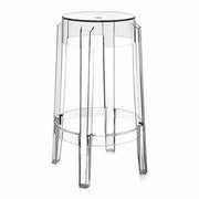 Charles Ghost Stool, Kitchen Height, Set of 2 by Philippe Starck for Kartell Chair Kartell Crystal 