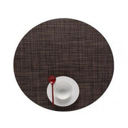 Chilewich: Woven Vinyl Mini Basketweave Placemats, Sets of 4 Placemat Chilewich Round (15" dia.) Dark Walnut 