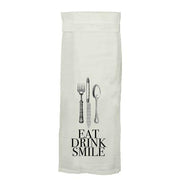 Amusing Tea or Kitchen Flour Sack Towels by Twisted Wares CLEARANCE Tea Towel Twisted Wares Eat Drink Smile
