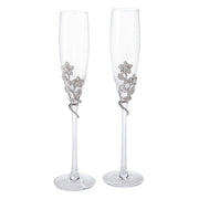 Flora Silver Toasting Flute 2 Piece Set by Olivia Riegel Stemware Olivia Riegel